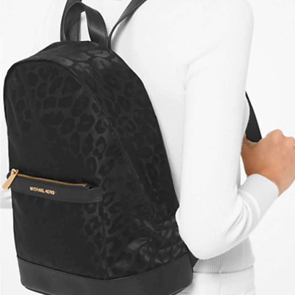 NWOT - Michael Kors Black Leopard Backpack